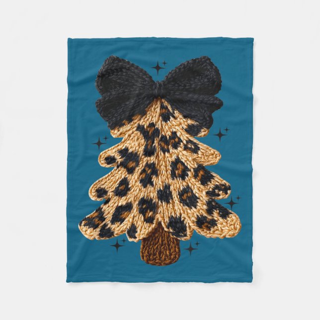 Cobertor De Velo Leopard Christmas Tree,christmas Coquette Bow Yarn (Frente)