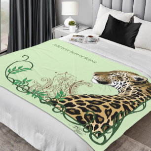 Cobertor De Velo Leopard Wild Cat Green HE