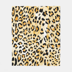 Cobertor De Velo leopardo amarelo e branco desenhado à mão