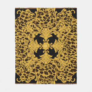 Cobertor De Velo Leopardo Barroco, Impressão Animal Ornamentado