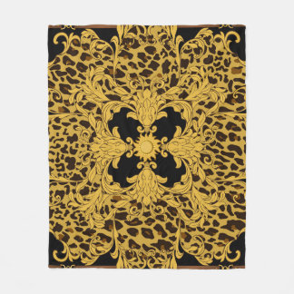 Cobertor De Velo Leopardo Barroco, Impressão Animal Ornamentado