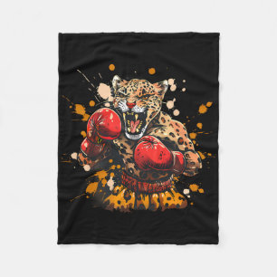 Cobertor De Velo Leopardo de Boxe Com Luvas de Boxe Kickboxing Engr