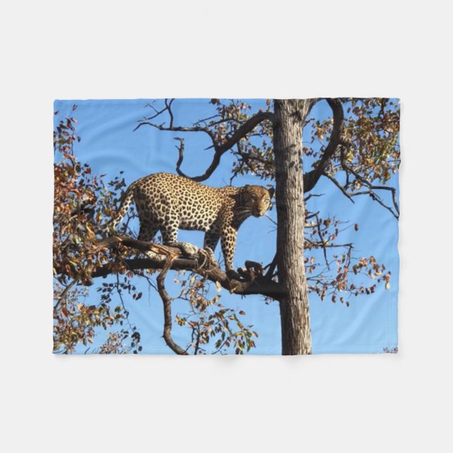Cobertor De Velo Leopardo em árvore na África (Frente (Horizontal))