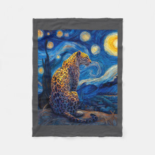 Cobertor De Velo Leopardo - Noite Estrelada Estilo Van Gogh Gráfico