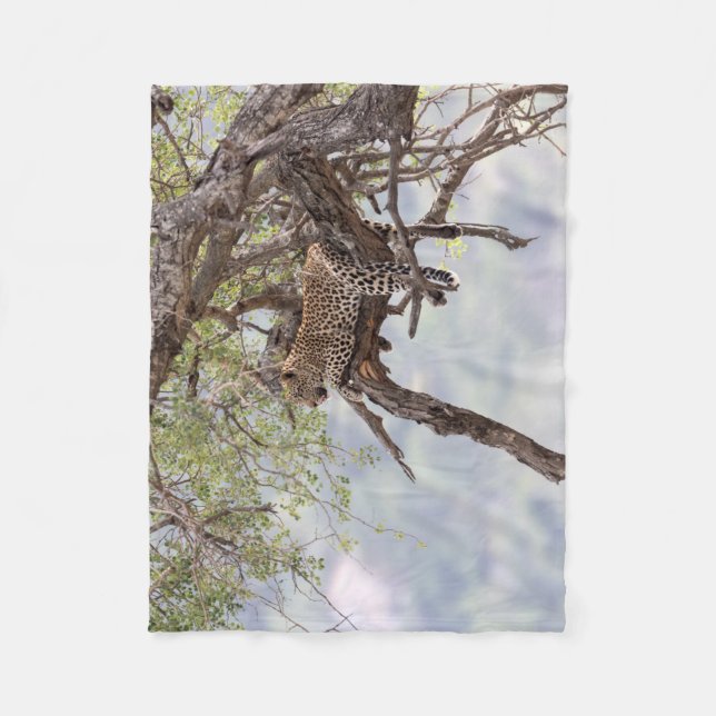 Cobertor De Velo Leopardo numa árvore (Frente)