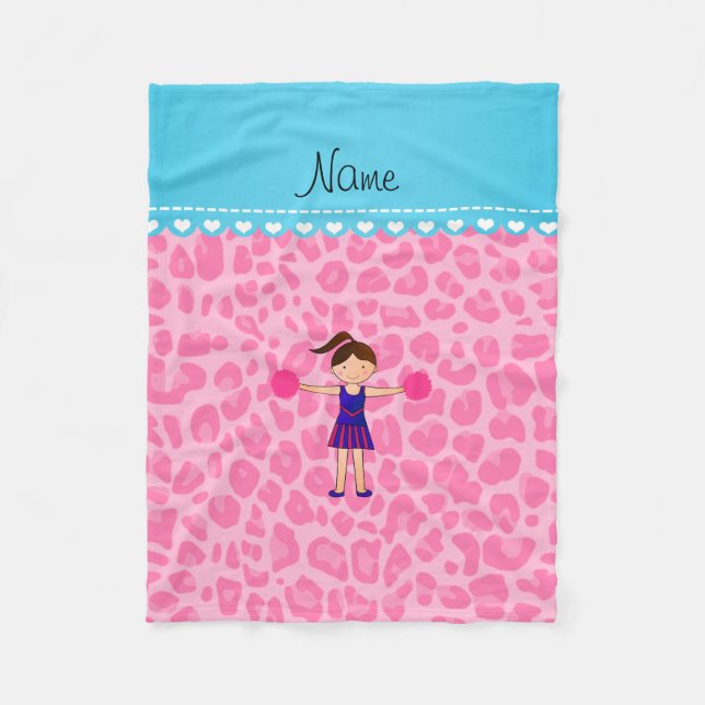 Cobertor De Velo Leopardo rosa-cheerleader de nome personalizado (Frente)