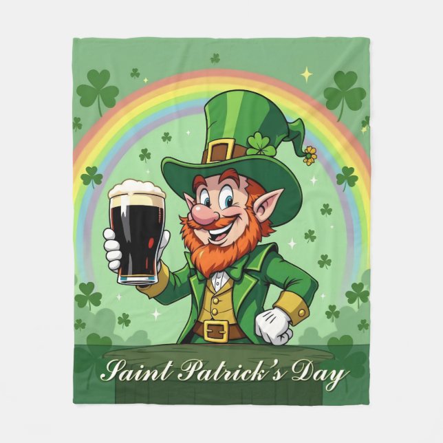 Cobertor De Velo Leprechaun’s Cheers Beneath the Rainbow (Frente)