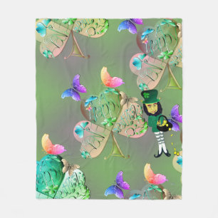 Cobertor De Velo Leprechaun & Shamrocks Fleece