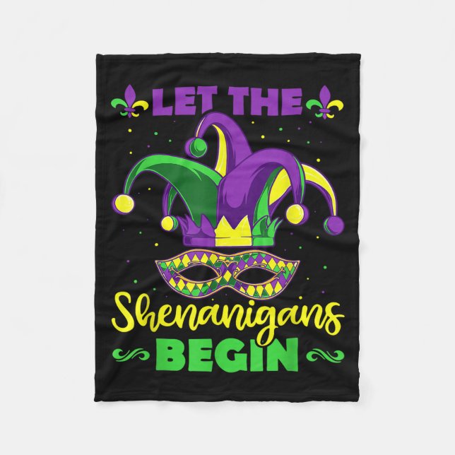 Cobertor De Velo Let The Shenanigans Begin Mardi Gras Jester Hat Ma (Frente)
