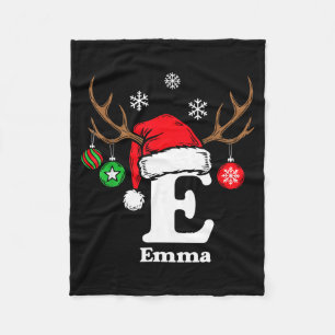 Cobertor De Velo Letra E Nome Inicial Emma Com Chapéu De Papai Noel