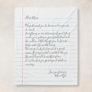 Cobertor De Velo Letra escrita manual personalizada Carta de amor M