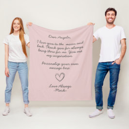 Cobertor De Velo Letra ou Mensagem de Amor Manuscrita Dusty Pink 