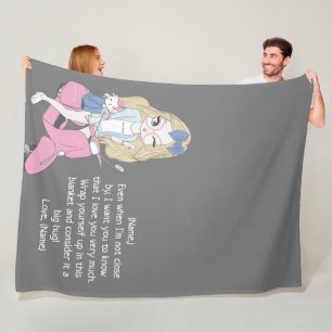 Cobertor De Velo Letra Personalizada de Garota de Cartoon Nota pa