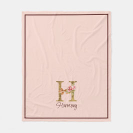 Cobertor De Velo Letra Personalizada H Folha de Ouro Rosa Cor-de-Ro