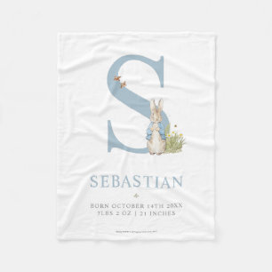 Cobertor De Velo Letra personalizada S do coelho de Peter
