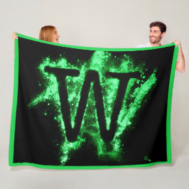Cobertor De Velo Letra W maiúscula alfabética verde