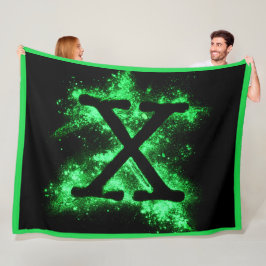 Cobertor De Velo Letra X alfabeto maiúsculo verde