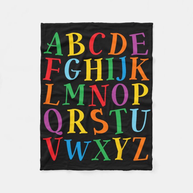 Cobertor De Velo Letras De Cores Divertidas Alfabeto Aprender Abcs  (Frente)