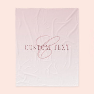 Cobertor De Velo Letras Elegantes & Monograma Rose Ombre