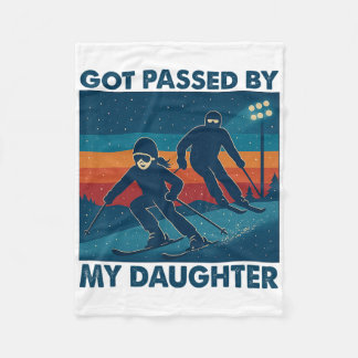 Cobertor De Velo Levado Ao Pé Por Minha Filha Esquiando Retro Pai D