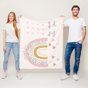 Cobertor De Velo Leve Cor-De-Rosa Muda Arco-Íris Mensal Milestone 