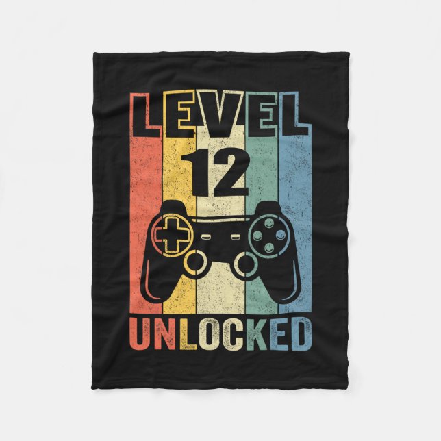 Cobertor De Velo Level 12 Unlocked Shirt Funny Video Gamer 12th Bir (Frente)