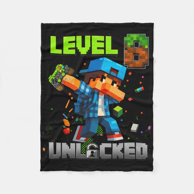 Cobertor De Velo Level 8 Unlocked Funy Birthday Boy Pixel Gamer 8th (Frente)
