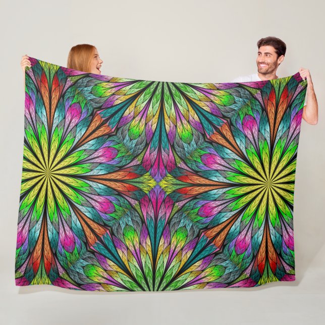 Cobertor De Velo Lg Floral Fractal Fleece Blanket (In Situ)