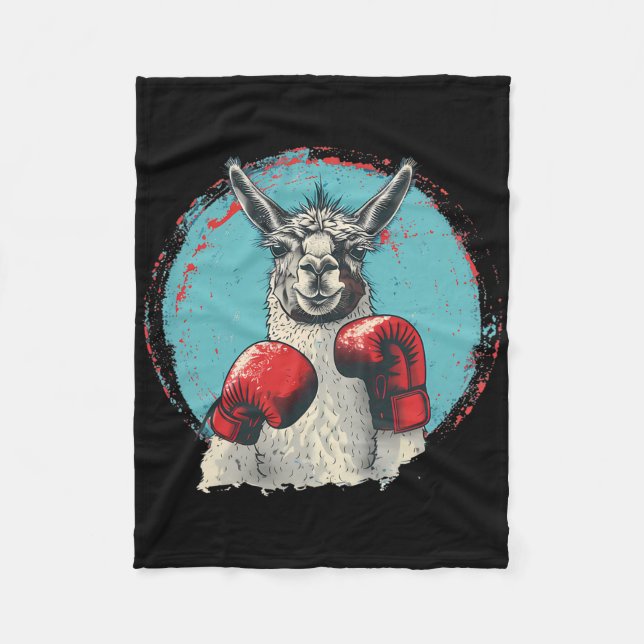 Cobertor De Velo Lhama de Boxe Com Luvas de Boxe Kickboxing Engraça (Frente)