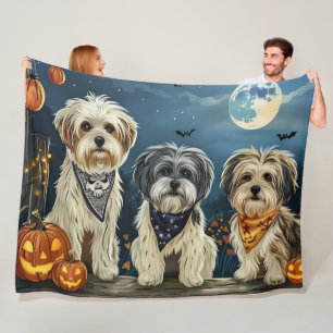 Cobertor De Velo Lhasa Apso Halloween Spooky