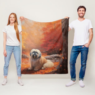 Cobertor De Velo Lhasa Apso no outono Folhas caem inspiração