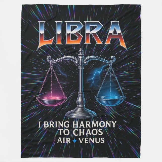 Cobertor De Velo Libra Zodiac anos 80 Rocha Banda Inspirada Astrolo (Frente)