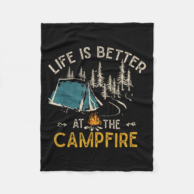 Cobertor De Velo Life Is Better At The Campfire Funny Camper Camp C (Frente)