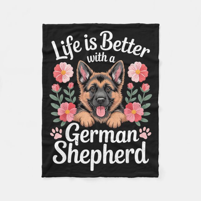 Cobertor De Velo Life Is Better With A German Shepherd Dog Lover  (Frente)