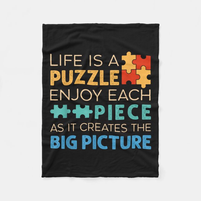 Cobertor De Velo Life Is Puzzle Enjoy Each Ece _ Jigsaw Puzzle Love (Frente)
