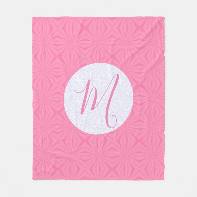 Cobertor De Velo Light Pink Squiggly Squares Personalize Initial  (Frente)
