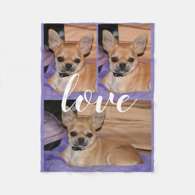 Cobertor De Velo Lilac Chihuahua Love Foto Fleece Blanket (Frente)