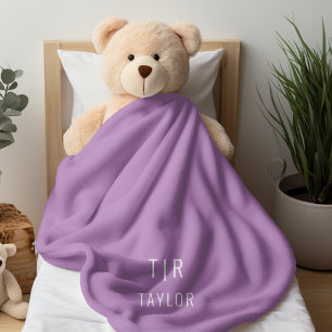 Cobertor De Velo Lilac e branco monograma moderno elegante