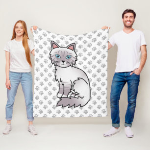 Cobertor De Velo Lilac Point Tabby Birman / Ragdoll Cute Cat & Paws