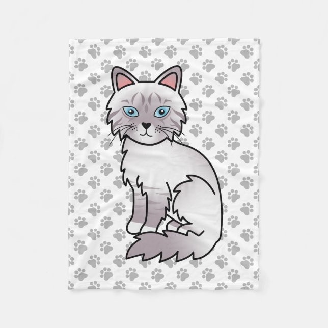 Cobertor De Velo Lilac Point Tabby Birman / Ragdoll Gato Fofo & Pat (Frente)
