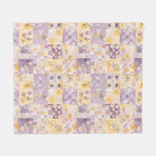 Cobertor De Velo Lilás Amarelo Colcha Patchwork Xadrez Cottagecore