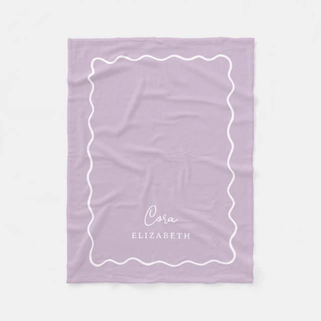 Cobertor De Velo Lilás Roxo Borda Ondulada Monogramada (Frente)