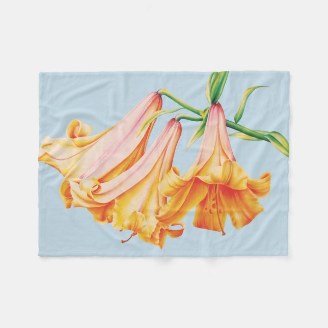 Cobertor De Velo Lilies arte botânica sino lírio flores  (Frente (Horizontal))