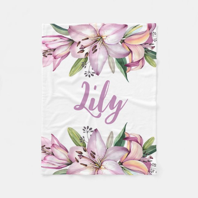 Cobertor De Velo Lily Baby Blanket, Lily Floral, Lily Nursery, Baby (Frente)