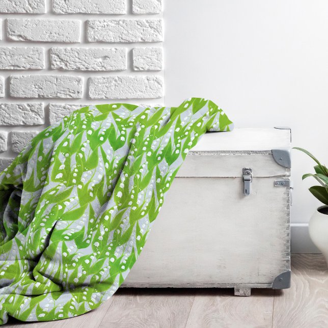 Cobertor De Velo Lily do padrão Floral do Vale (Lily of the Valley Patterned Fleece Blanket)