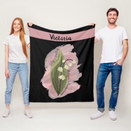 Cobertor De Velo Lily do Vale Felicidade Personalizada Negro