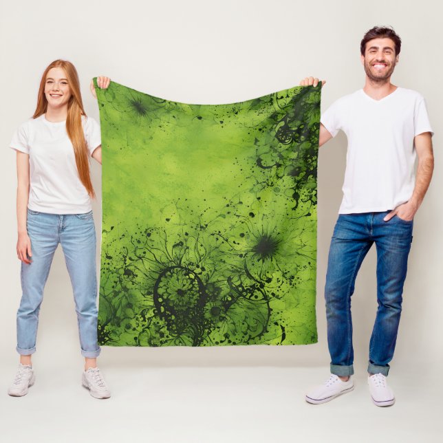 Cobertor De Velo Lime Green Grunge with Black Accents (In Situ)