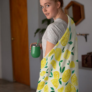 Cobertor De Velo Limões de aquarelas - amarelo e verde