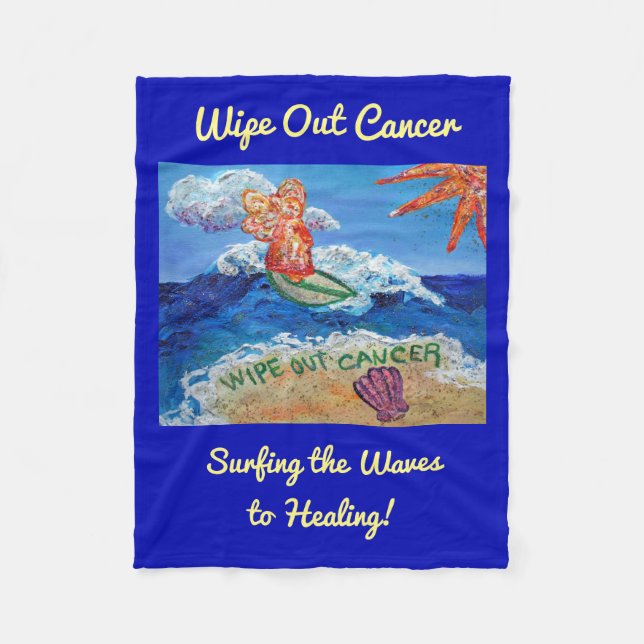 Cobertor De Velo Limpar Cancer Surfing Angel Chemo Custom Blanket (Frente)