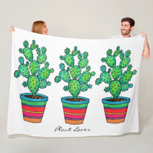 Cobertor De Velo Linda Cactus Watercolor Em Belo Pote
